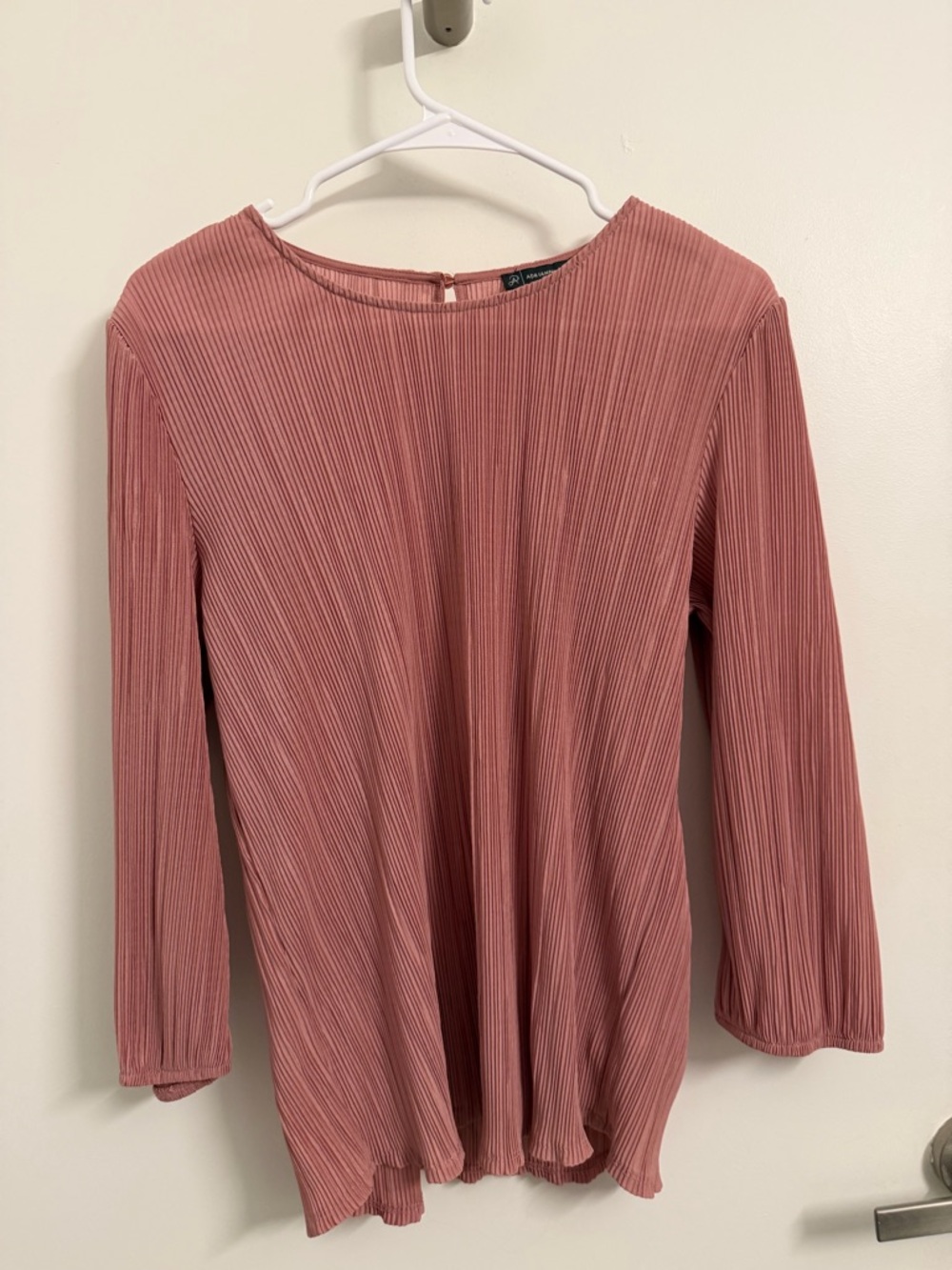 Adrianna Papell Pleated Long-Sleeve Top in Rose
